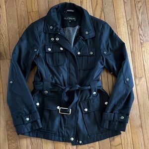 Platinum Black Utility Belted Jacket